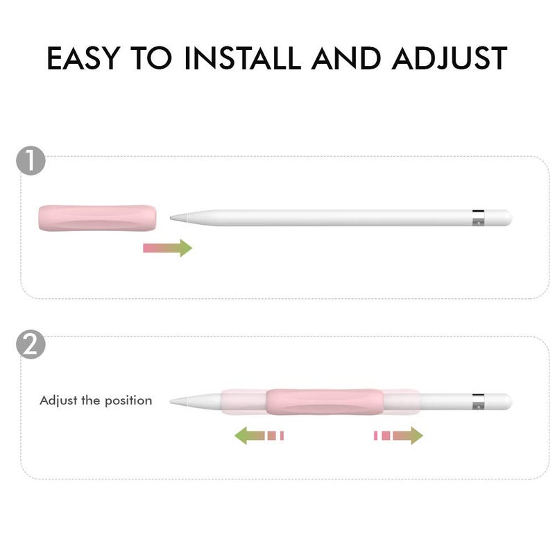 AhaStyle 3 Pack Silicone Grips Holders for Apple Pencil (USB-C) & Apple Pencil (1st / 2nd Generation) Ergonomic Protective Skin Sleeve Compatible with iPad Pen (White,Green,Pink) - Image 4